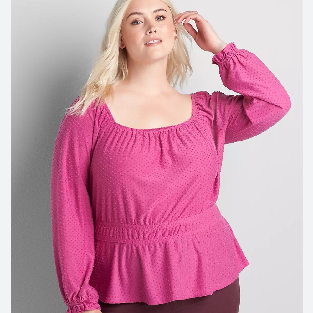 Lane Bryant peplum pink top